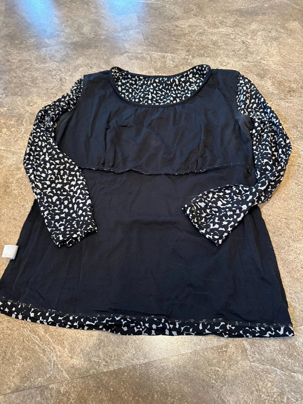Charter Club Black & White Speckled Lined Top Size Small
