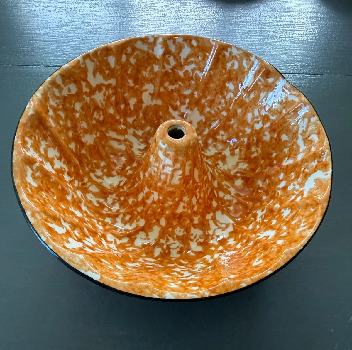 Vintage Stangl Town & Country Hand Painted Orange Sponge Jello Mold or Bundt Pan