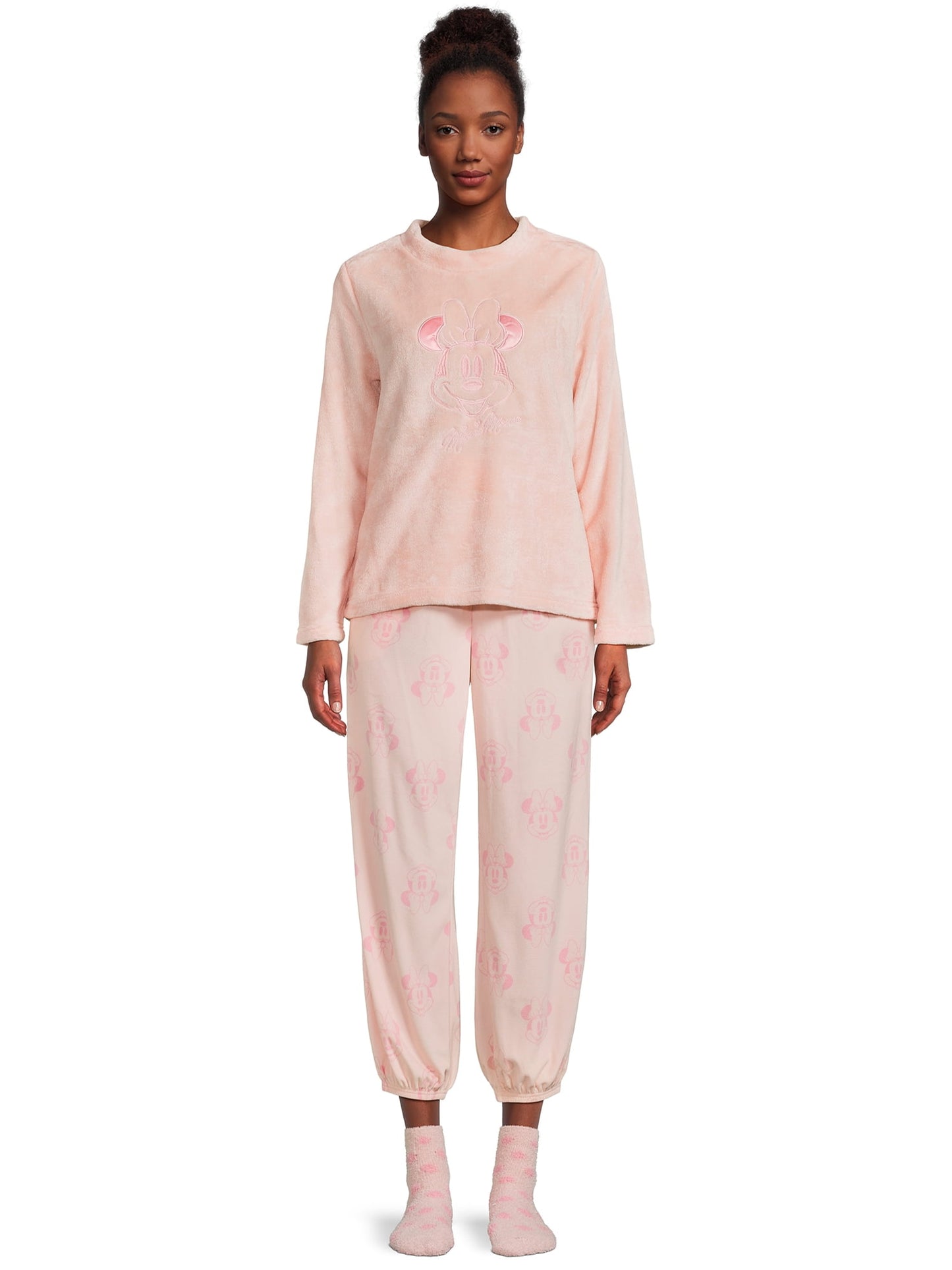 Disney Women's Minnie Mouse Top, Pants and Socks, 3 Piece Gift Set, Size 2X