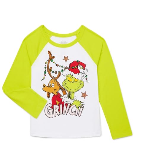 The Grinch Dr. Seuss Girls Long Sleeve Raglan Shirt, 4/5