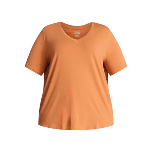 Terra & Sky Women's Plus Size V-Neck Tee with Short Sleeves, Size 0X-5X