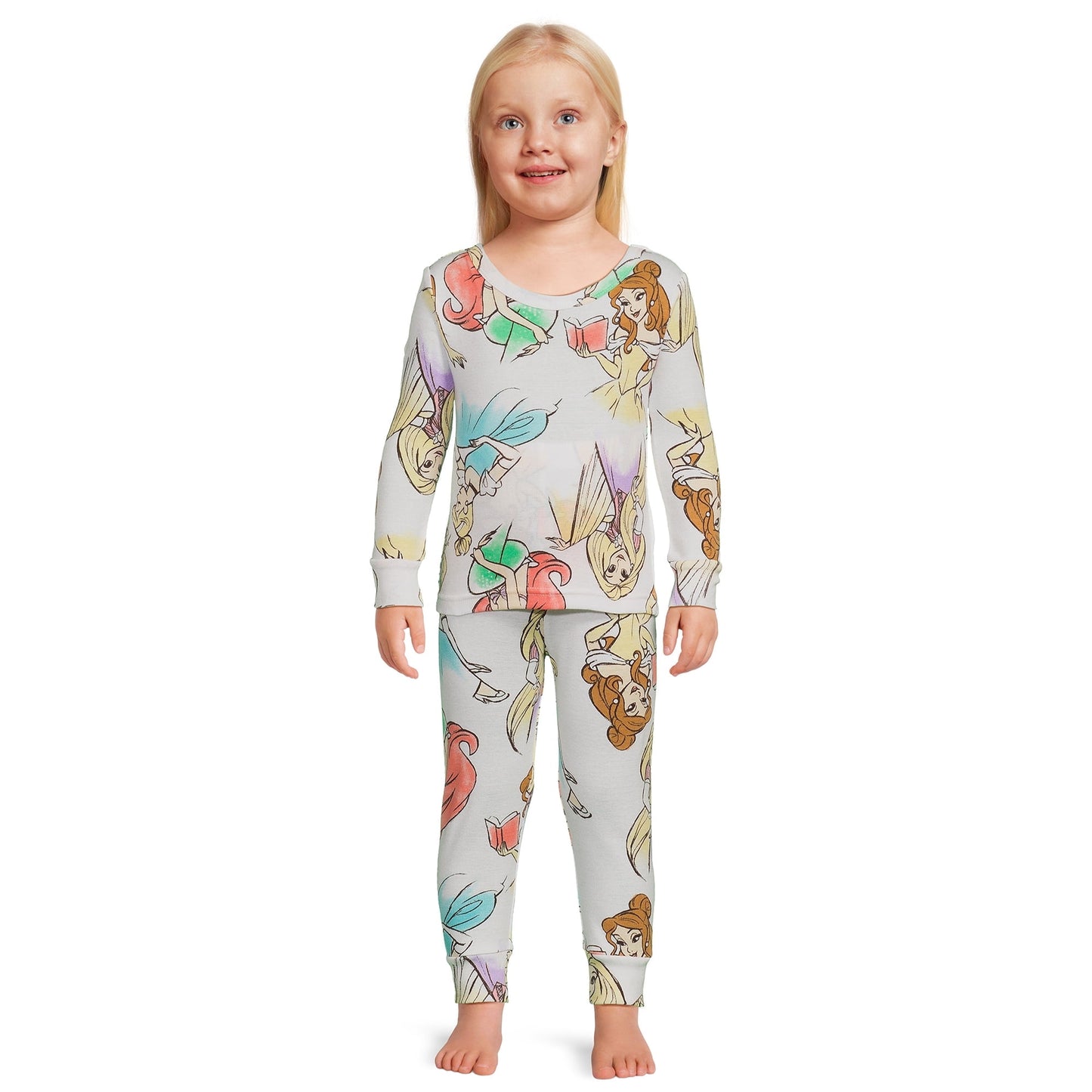 Diseny Princess Character Sung Fit Pajamas Long Sleeve Pant Set, 12M