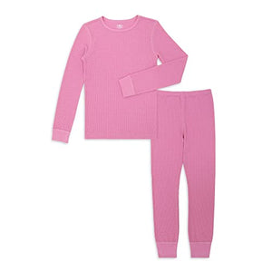 Athletic Works Girl's Waffle Thermal Top & Bottom Set, X-Small Pink