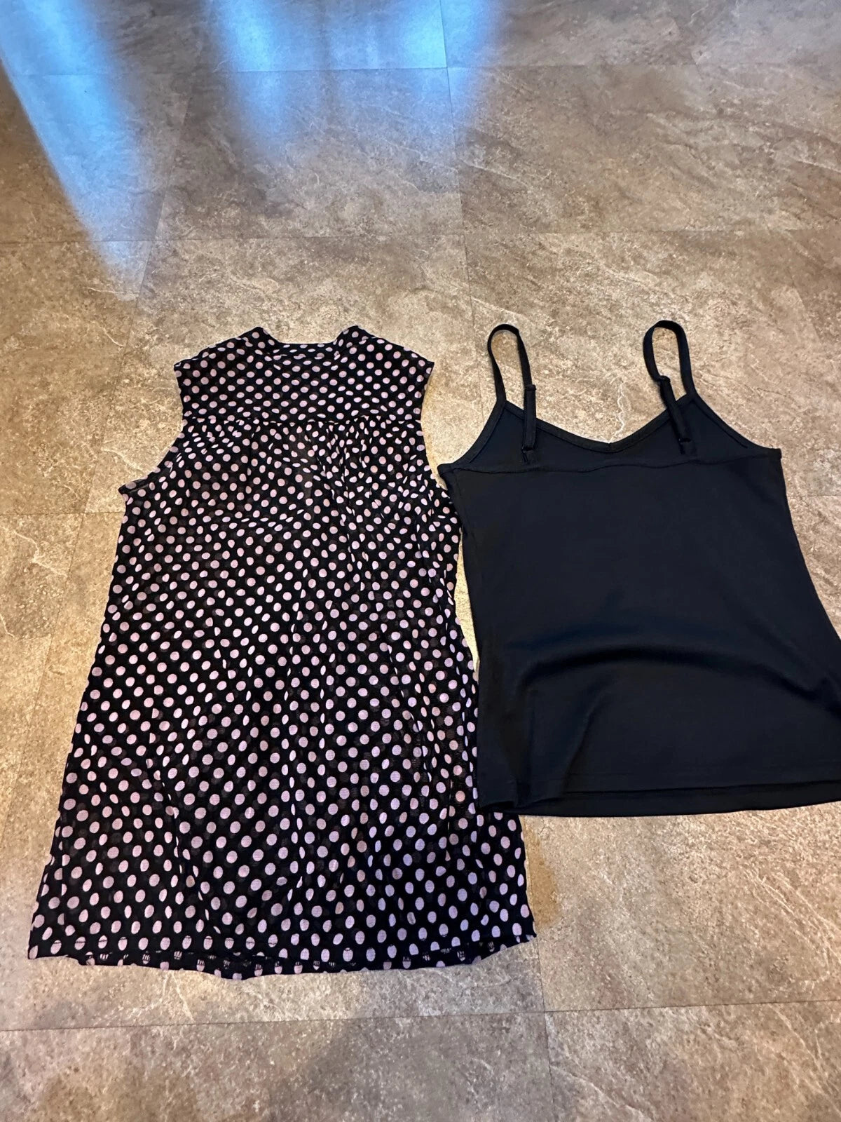 INC Concepts Womens Petite Black Polka Dot Shell and Camisole Top -PP