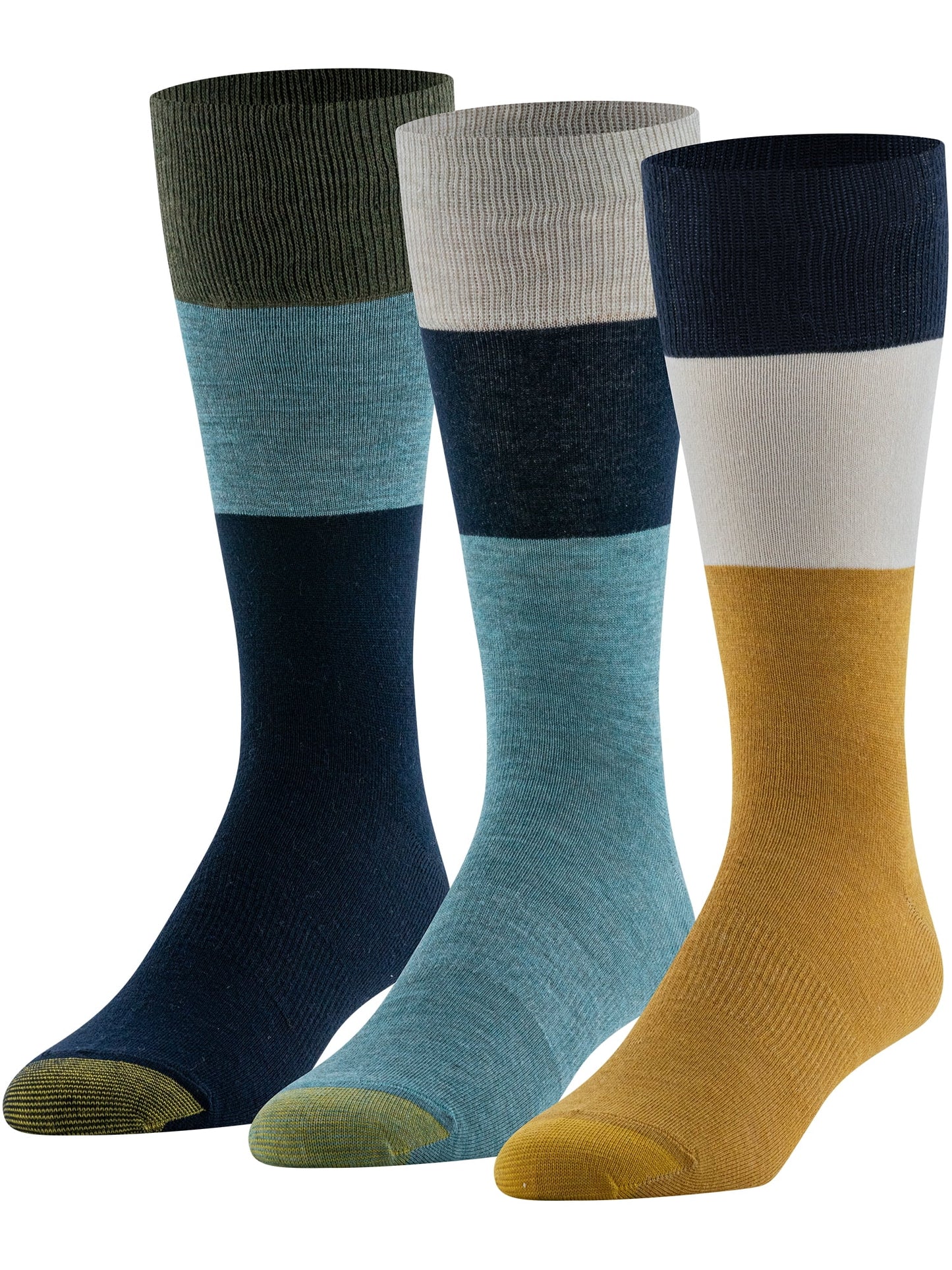GoldToe Edition Mens Crew Socks Assorted, 3 Pack, 8-12