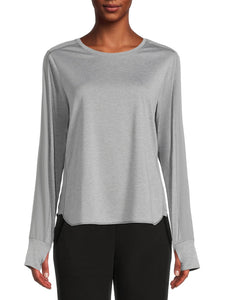 Avia Women's Performance Long Sleeves T-Shirt with Thumb-Hole Cuffs - Grey Large