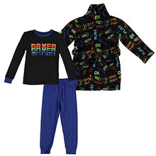 Load image into Gallery viewer, Boys 3 Pc Graphic Tee, Pants &amp; Robe Pajama Set - Dinosaur Game Over
