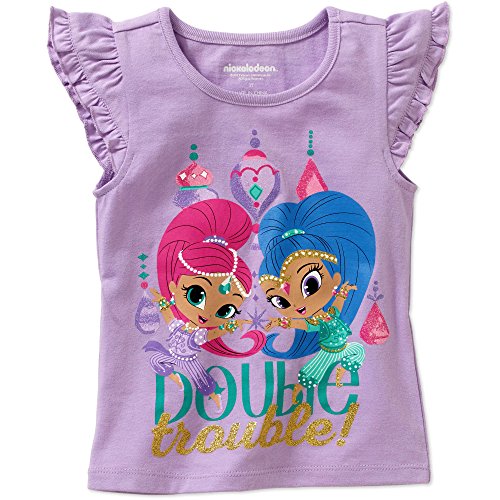 Nickelodeon Shimmer and Shine Toddler Little Girls Tee Shirt, Purple, 2T