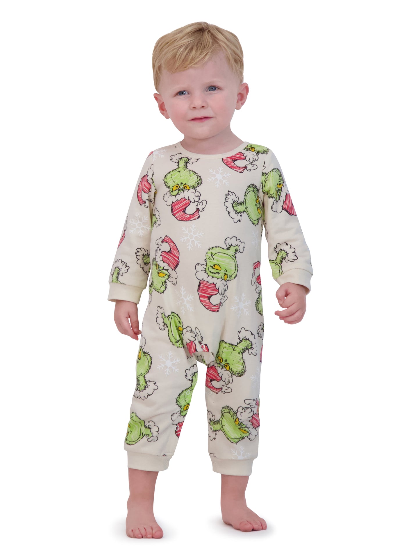 Dr.Seuss Baby Boy Grinch Printed Coverall, Beige, 6-9M