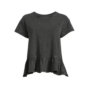 Women's Time and Tru Short Sleeve Washed Peplum Top