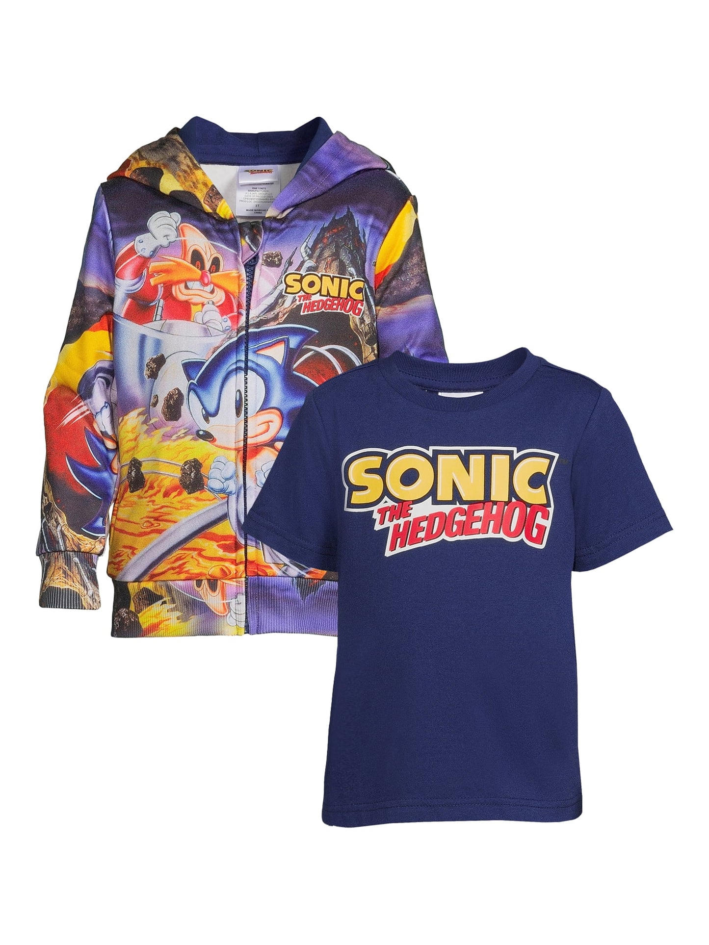 Sonic the Hedgehog Toddler Boy Sublimated Zip Up Hoodie and T-Shirt Set, Size 2T-4T