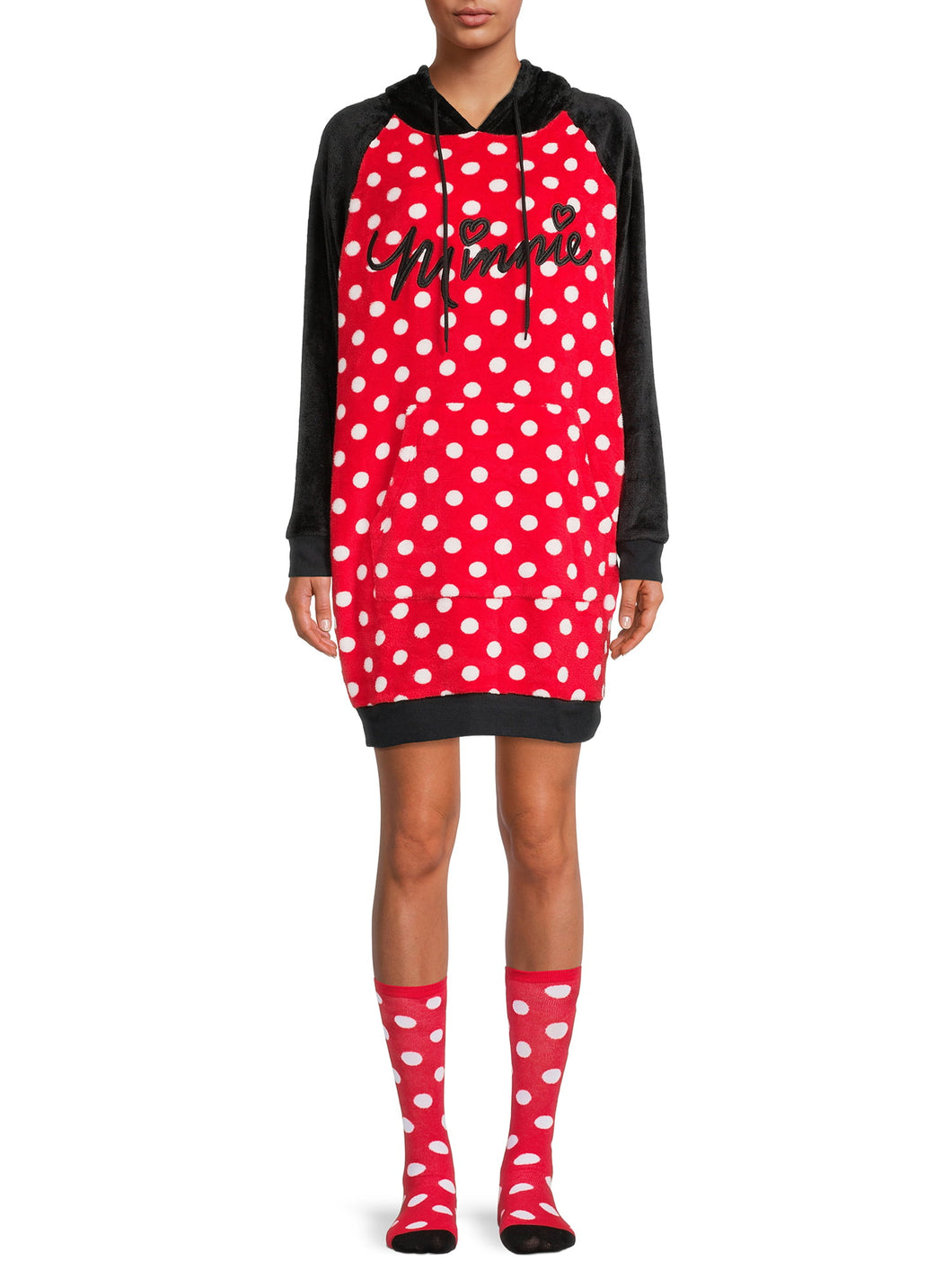 Womens Hooded Sleepshirt Lounger with Socks - Grinch, Stitch, Minnie Mouse