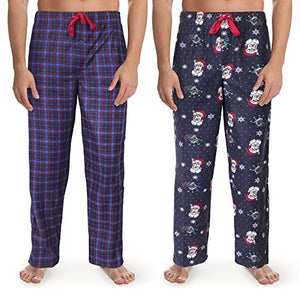Fruit of the Loom Comfortable Matte Fleece Holiday Sleep Pants for Men [Pack of 2] 100% Polyester Fleece Sleep Pants Set