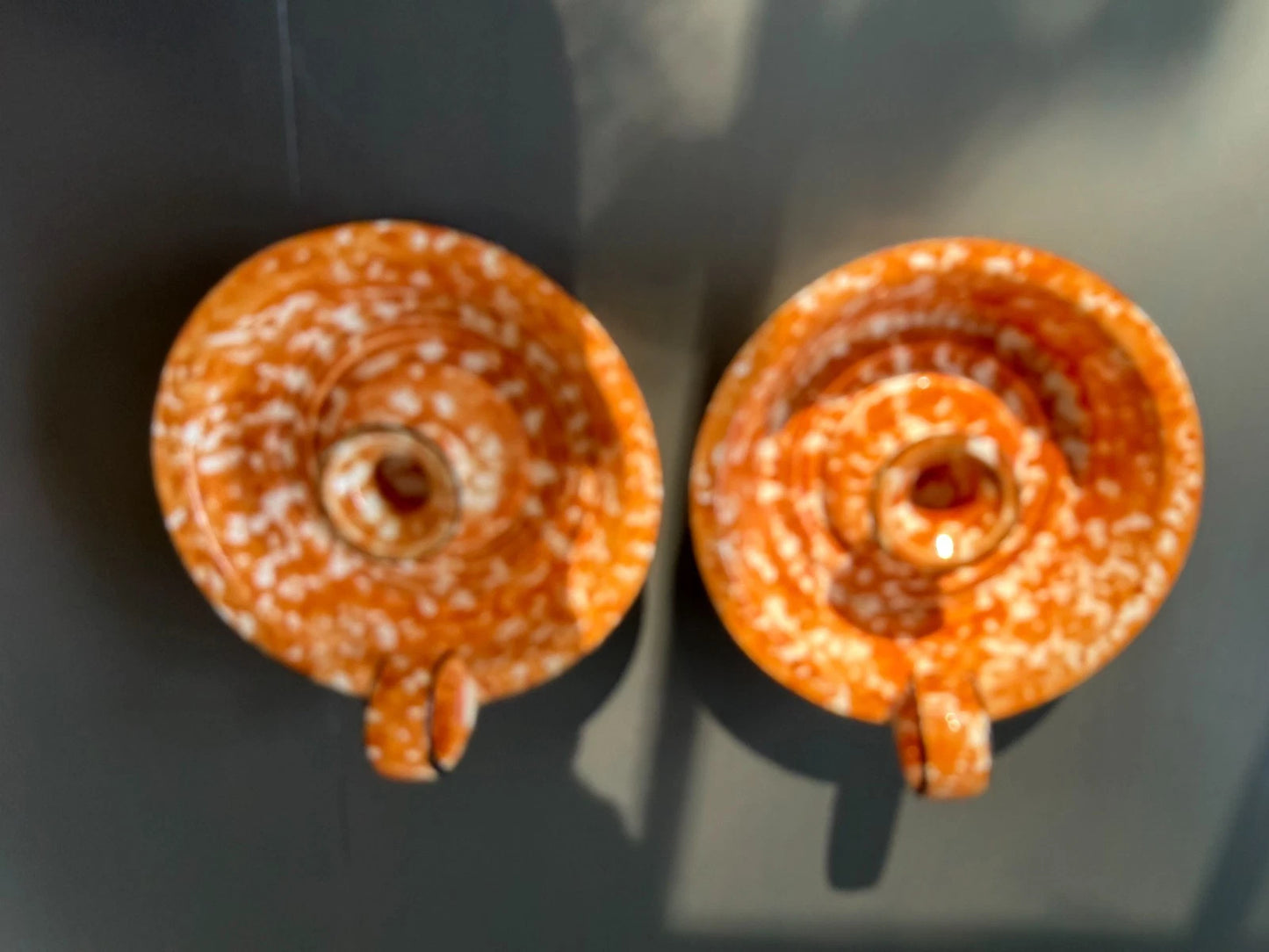 Stangl Orange Town & Country Spongewear - 2 Candle Holders - Orange Color Rare