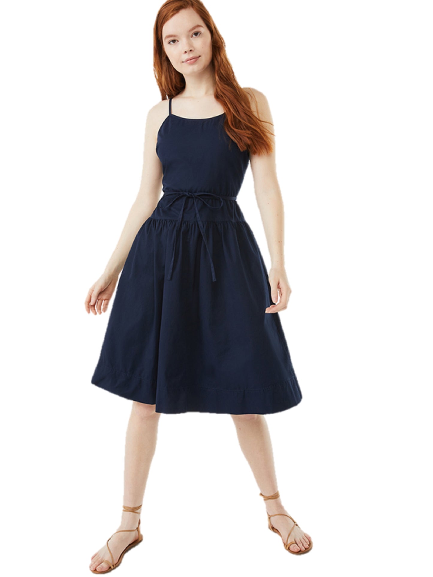 Free Assembly Women's Strappy Tiered Midi Dress - Navy, Size Medium