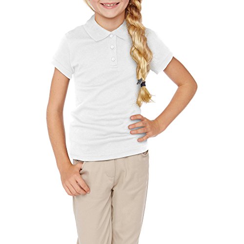 George Girls' School Uniforms Short Sleeve Polo Shirt - White, Large