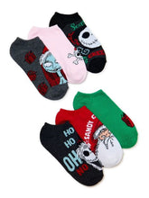 Load image into Gallery viewer, Disney Holiday Women&#39;s No-Show Socks, 6-Pack, Size 4-10 - Stich, Nightmare, Star Wars, Mickey, Snoopy
