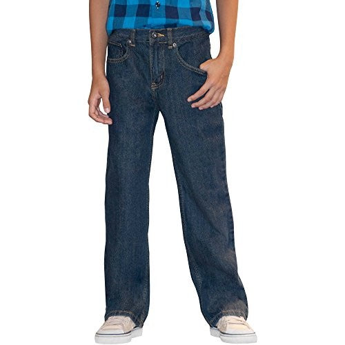 Faded Glory Boys' Relaxed Fit Denim Blue Jeans, 7 Slim, Dark Stone