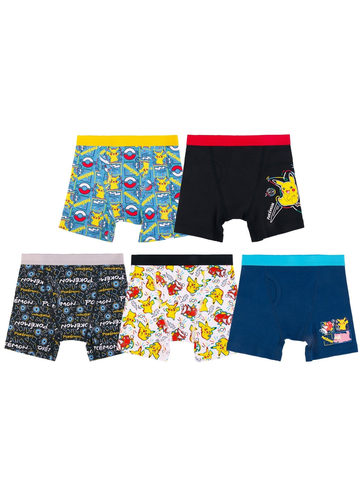 Pokemon Boys Cotton Boxer Brief Character Underwear, 5-Pack, Pokemon, 6