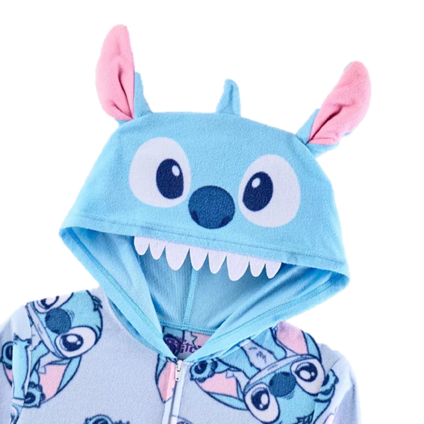 Girls' Lilo & Stitch Hooded Union Suit - Blue (Large)