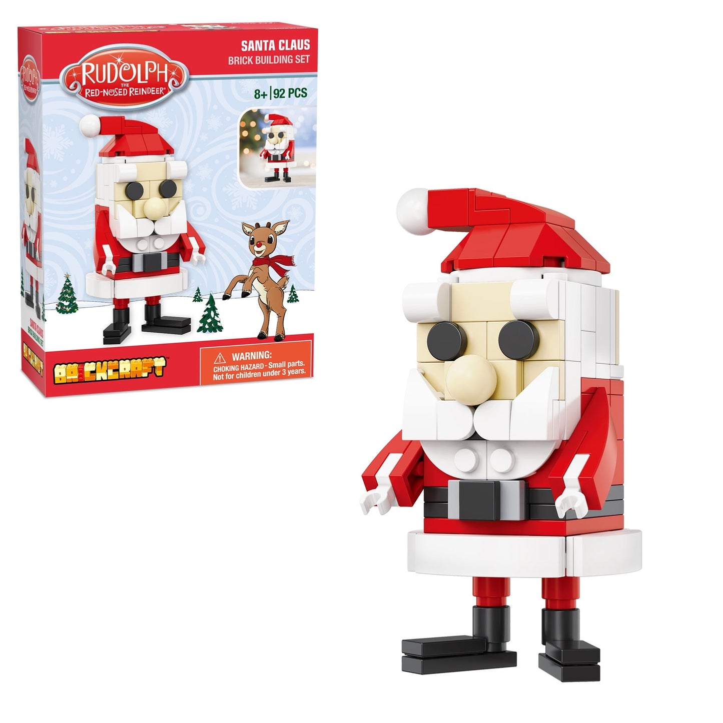 Brickcraft Rudolph Santa Claus Brick Building Kit (92 Piece Set) Christmas Decor