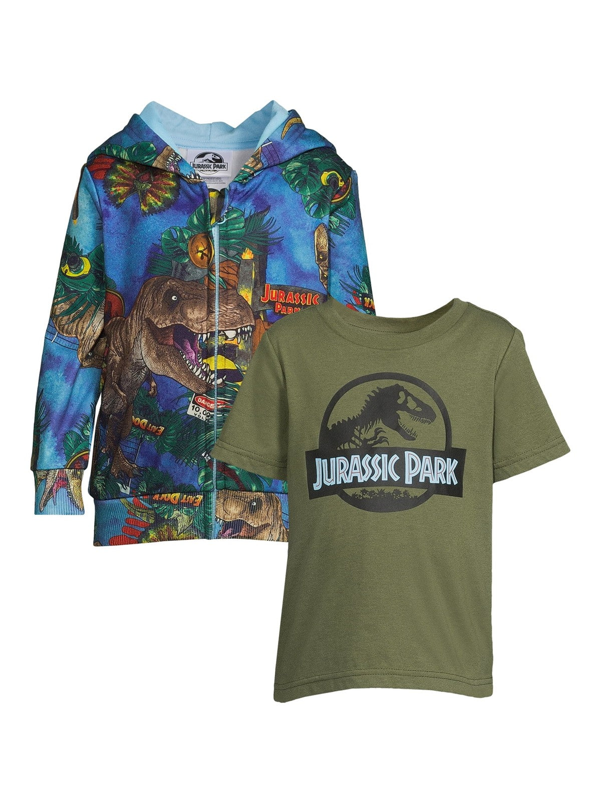 Jurassic Park Toddler Boy Sublimated Zip Up Hoodie and T-Shirt Set, Size 4T
