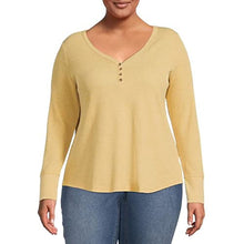 Load image into Gallery viewer, Terra &amp; Sky Women&#39;s Plus Size Long Sleeve Waffle Henley Top New
