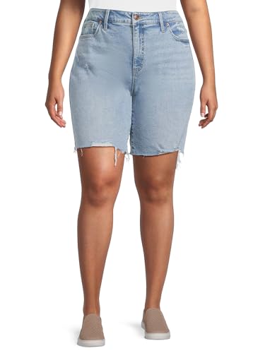 Terra & Sky Women's Plus Distressed Bermuda Shorts, Sizes 16W-26W