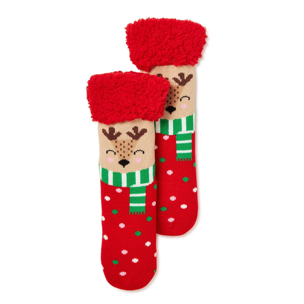 Fuzzy Babba Women's Slipper Socks, 1-Pack, One Size (Reindeer)