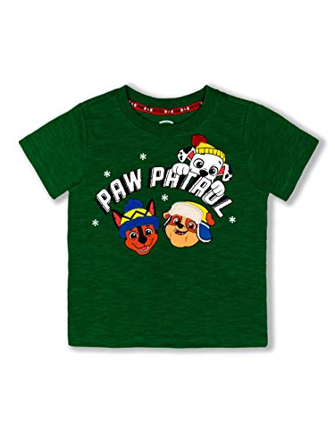 Baby Toddler Boys Green Paw Patrol Christmas Tee Shirt Chase Marshall Rubble