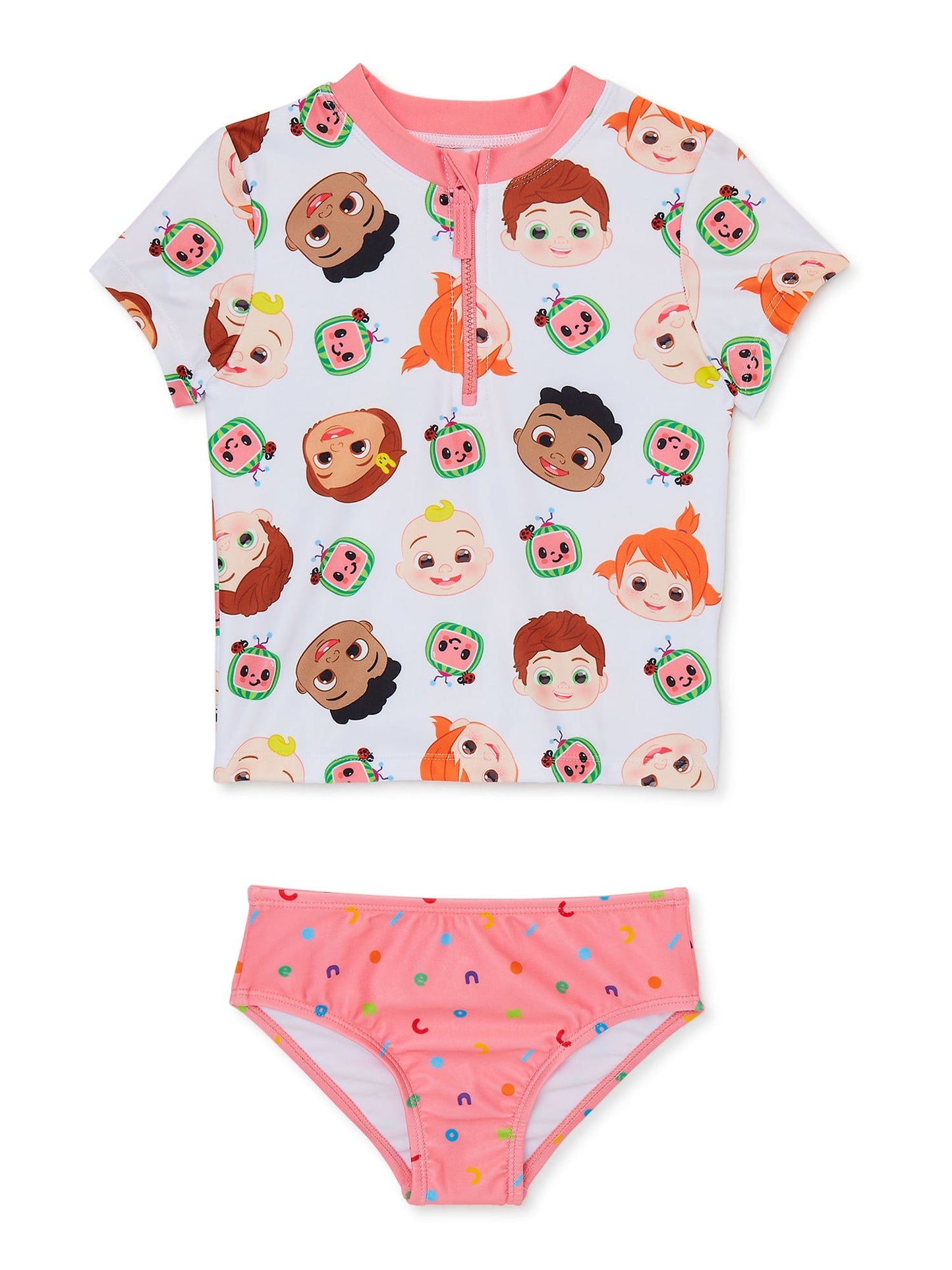 CoComelon Short Sleeve Rashguard and Swim Bottom Set, 2-Piece, 12m