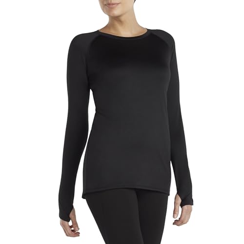 Cuddl Duds Women's Crew Neck Base Layer Top Shirt - Black, Large
