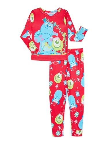 Disney Monsters Inc Toddler Mike and Sulley Christmas Snug Fit Top and Pants Pajamas - 2T-5T