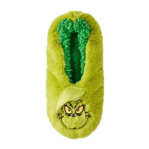 The Grinch Women's Faux Fur Slipper Socks with Grippers - Green , S/M