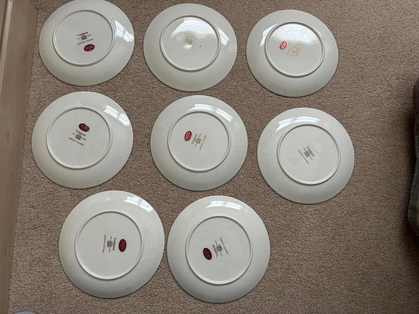 8 Gorham Midnight Contessa Salad/Dessert Plates - 8 1/2" - Gold, Platinum, Black