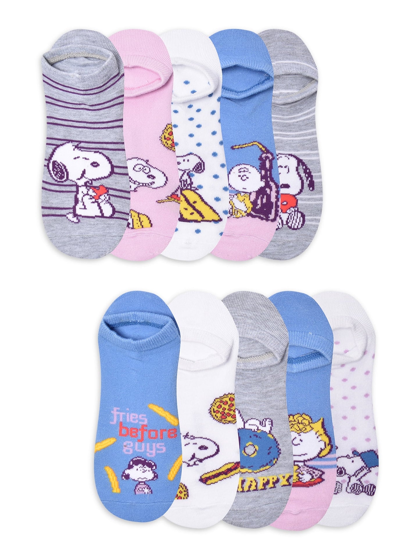 Spongebob Squarepants Women's No Show Socks 10-Pack, Sizes 4-10
