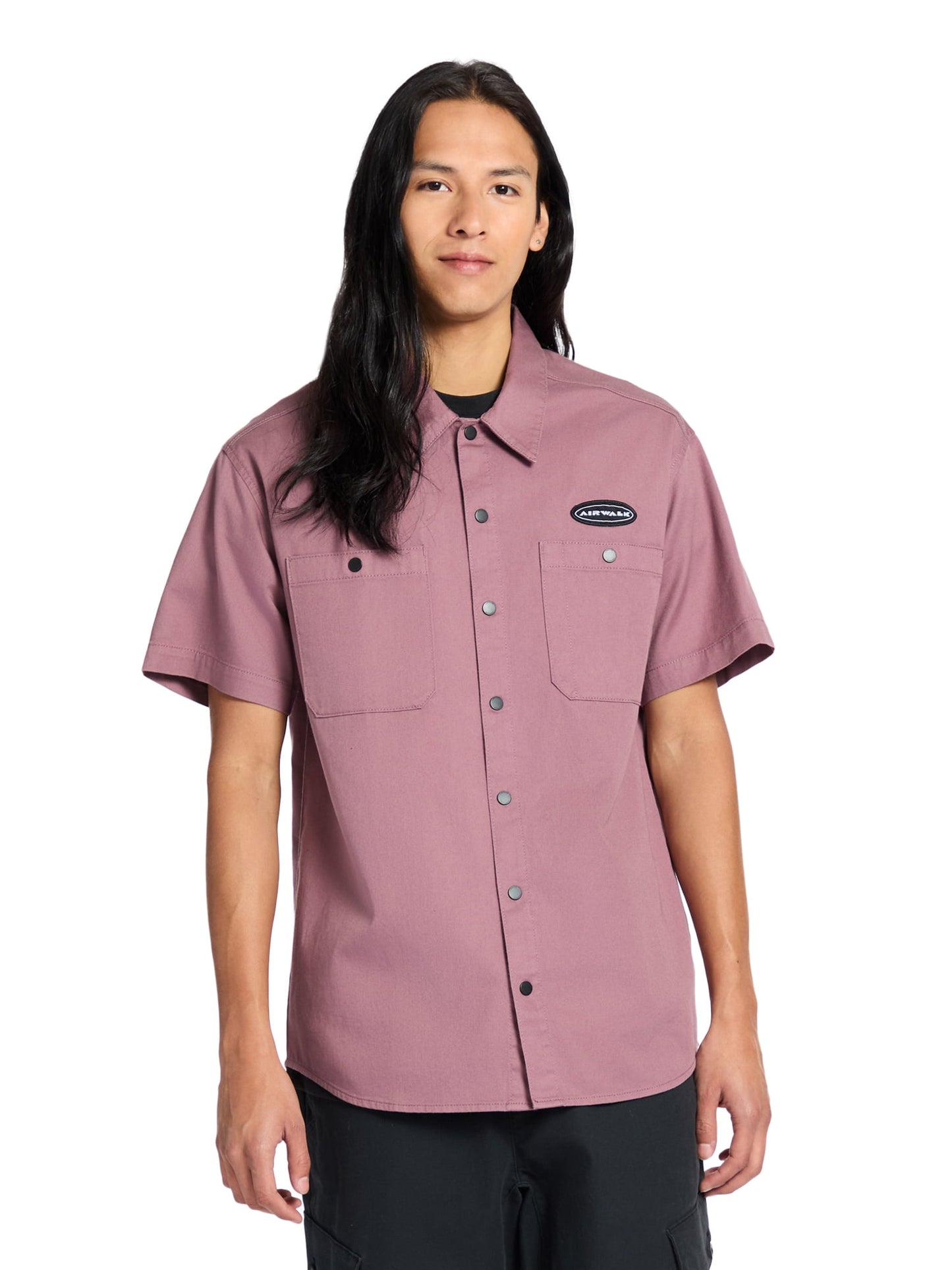 Airwalk Men's Short Sleeve Mauve Woven Shirt, 2XL