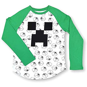 Minecraft Shirt for Boys Long Sleeve Creepers All Over Tee
