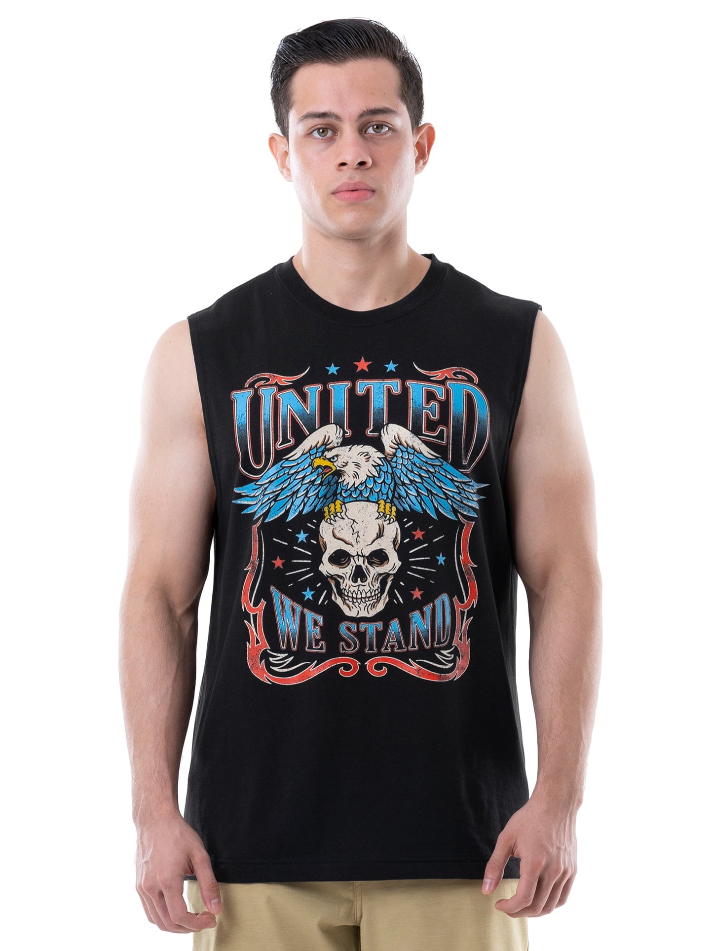 Way to Celebrate Men's Americana Graphic Muscle Tank Top - United We Stand or Ride Free