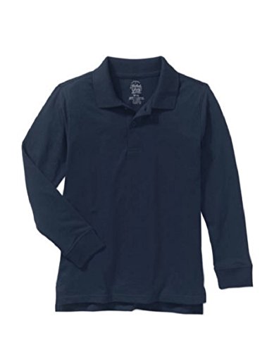Faded Glory Boys Long Sleeve Polo (Black) Medium