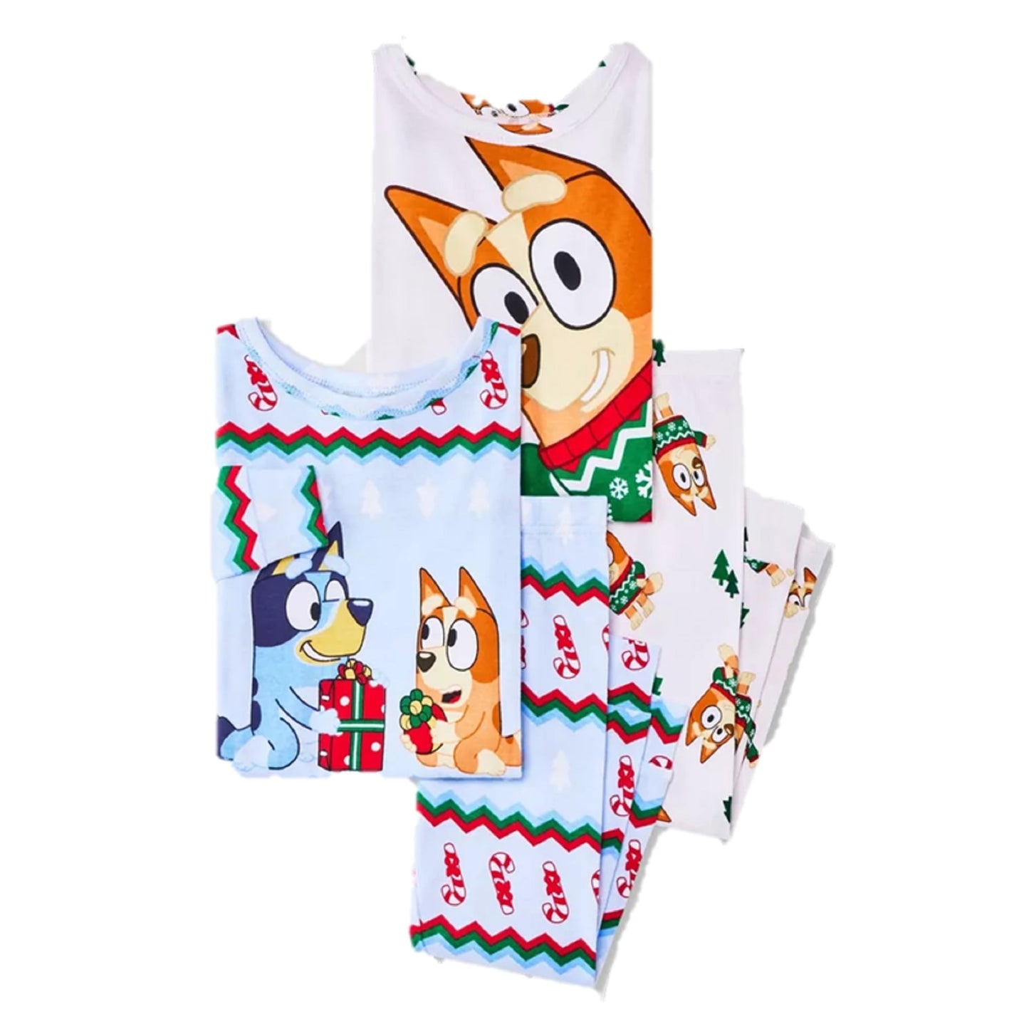 4pc Bluey Holiday Unisex Cotton Long Sleeve Christmas Pajama Set - 4T