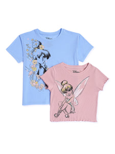 Tinkerbell Girls Short Sleeve Graphic T-Shirts, 2-Pack, S - XL