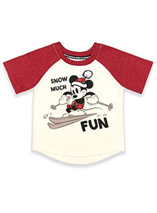 Baby Toddler Boys Mickey Mouse Snow Much Fun Christmas Ski Tee Shirt (12 Months)