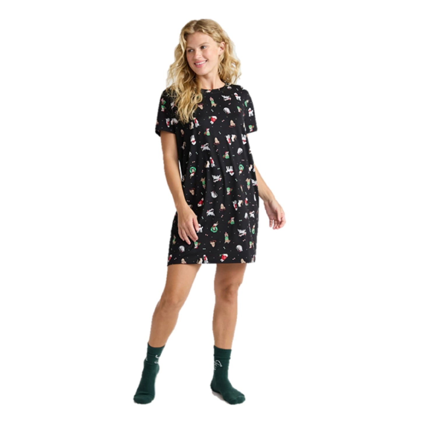Joyspun Women's Dreamy Soft Collection Sleepshirt with Short Sleeves, 2X/3X