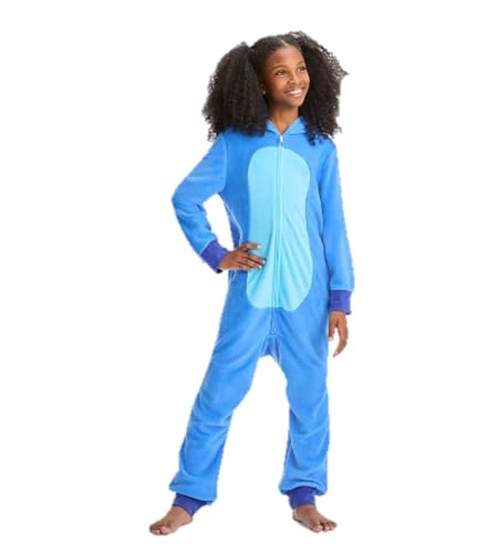 Disney Girls' Lilo & Stitch Hooded Union Suit, Blue, Medium
