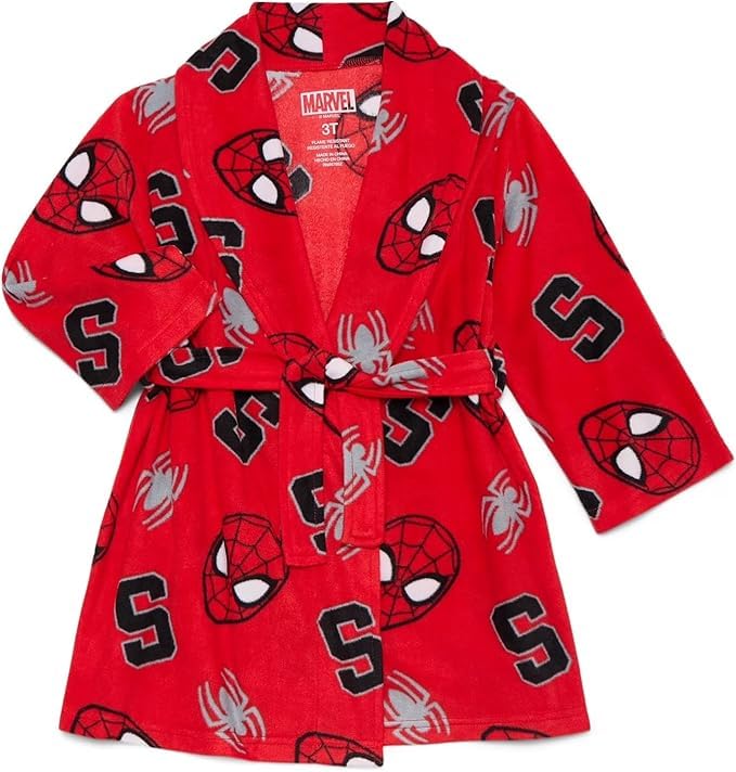 Disney Spider-Man Toddler Boys Fleece Bathrobe Pajamas, Red, 2T