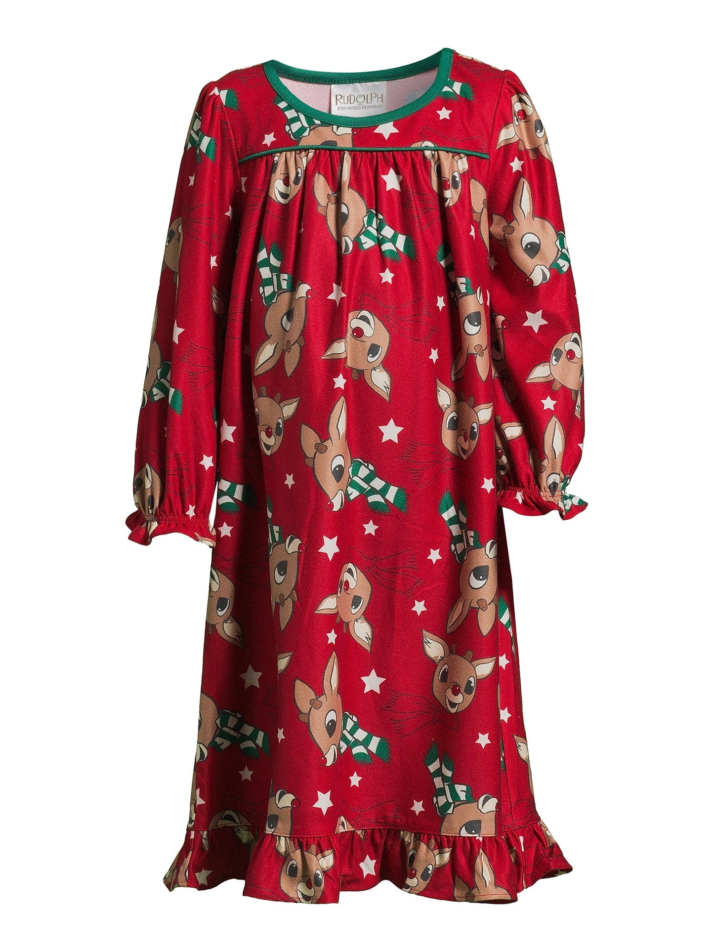 Rudolph The Red Nosed Reindeer Girls Granny Nightgown Pajama, 2T-5T