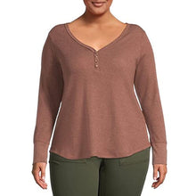 Load image into Gallery viewer, Terra &amp; Sky Women&#39;s Plus Size Long Sleeve Waffle Henley Top New
