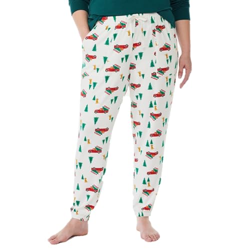 Joyspun Women's Brushed Hacci Knit Sleep Joggers - Winter White, 3x