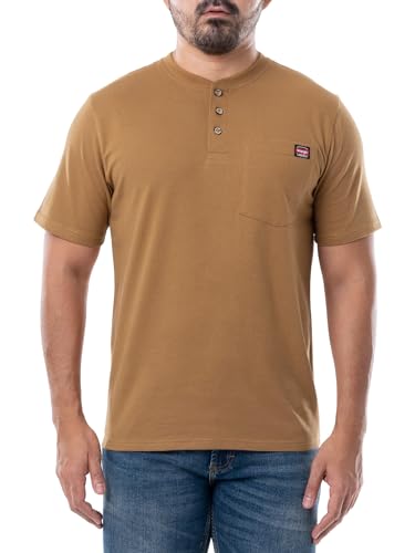 Wrangler Workwear Men's Short Sleeve Pocket Henley T-Shirt, Duck, Small